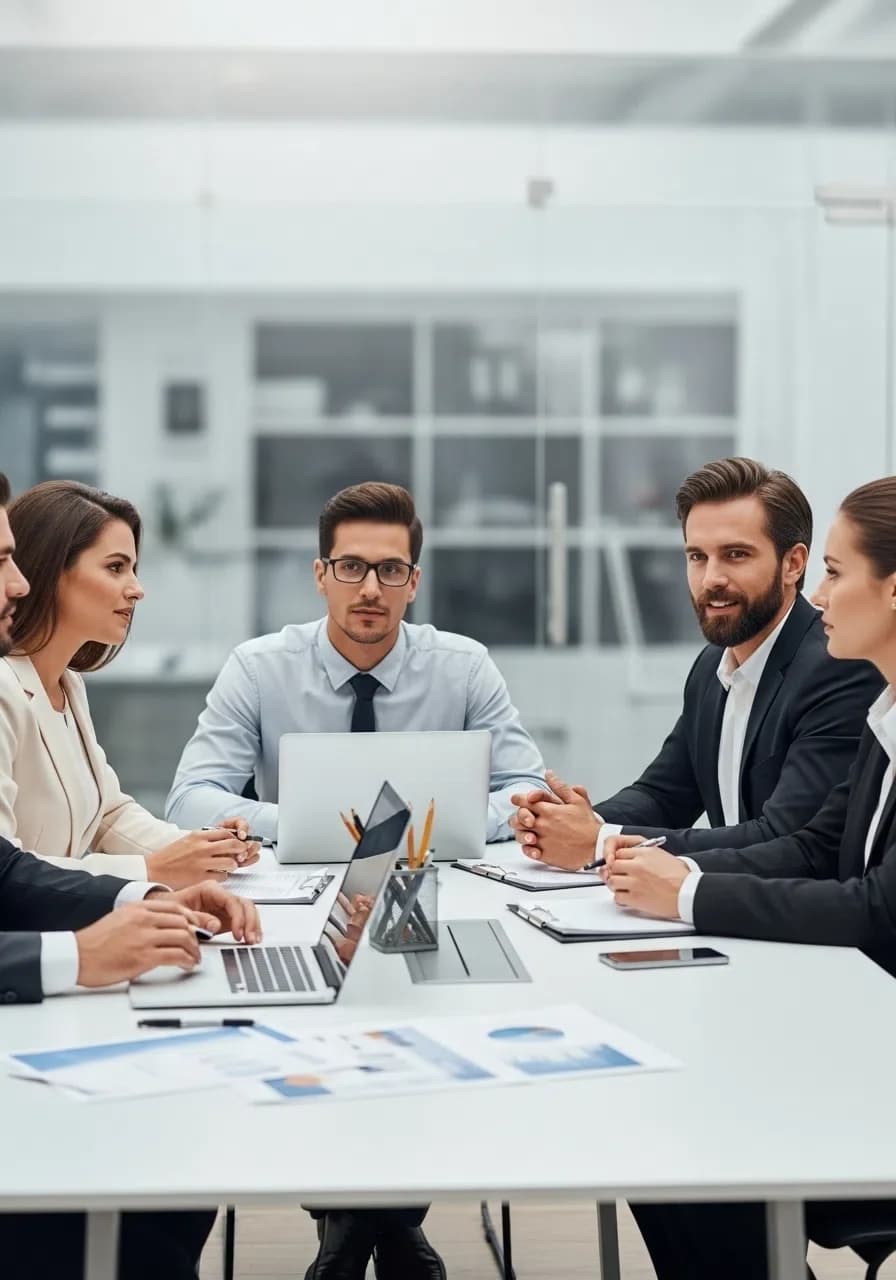 Equipe Videira Contabilidade em reunião com clientes do comércio em Uberlândia